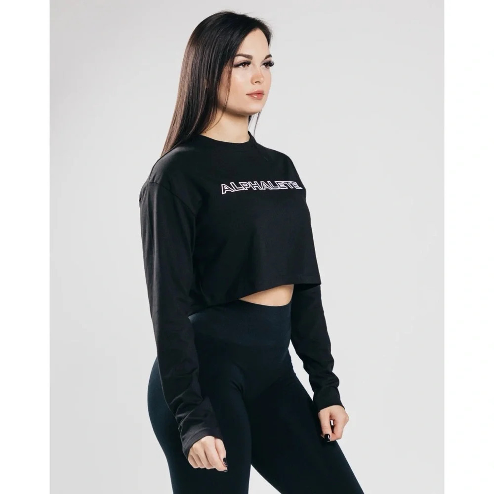 Alphalete Spellout Black Long Sleeve Tee